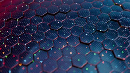 Poster - Abstract Hexagonal Grid with Colorful Light Reflections