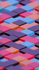 Poster - Abstract Geometric Pattern with Pink, Blue, and Purple Tiles