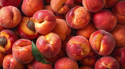 Wall Mural - Still life with summer fruits - ripe fresh peaches.