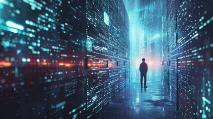 Poster - Surreal depiction of digital security challenges.