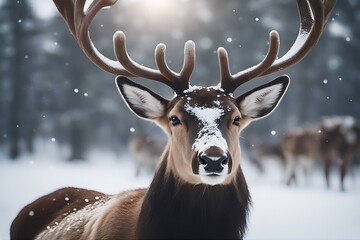 Wall Mural - reindeer reindeerantlermaleswedenlaplandnational park antler male sweden lapland