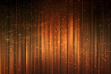 Wall Mural - A background of orange and brown vertical lines with particles in the air, creating an abstract texture. The background is dark brown at top to bottom, with orange as the main color