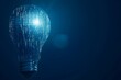 © graphito - A light bulb made of binary code, symbolizing the power and potential in digital innovation. The dark blue background provides space for text or graphics. This design could represent the role of AI te