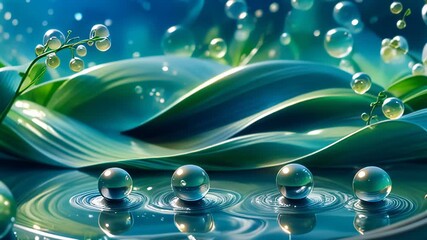 Poster - Abstract green background with water droplets