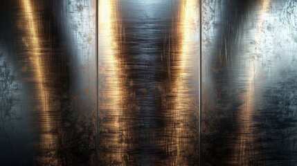 Poster - Abstract Metallic Surface Reflecting Light in a Dimly Lit Environment