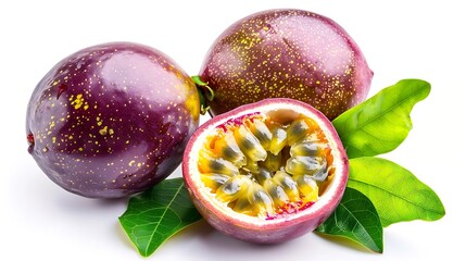 Poster - clipping path passion fruit isolated on white background : Generative AI
