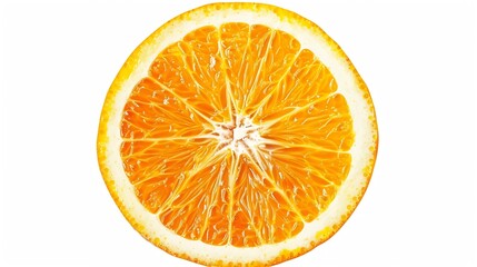 Poster - Orange slice isolated Round orange slice on white background Orang fruit circle piece with clipping path Isolated white Full depth of field : Generative AI