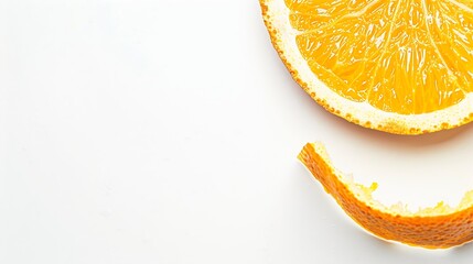 Poster - Peel of fresh orange fruit isolated on a white background Slice of citrus zest : Generative AI