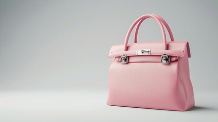 Wall Mural - Stylish pink handbag on white background : Generative AI