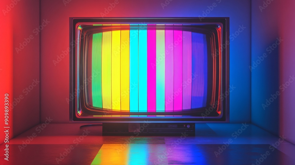 Retro TV screen with color bars and static lines Stock Illustration ...