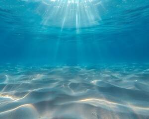 Wall Mural - Underwater view of the ocean floor. product presentation background