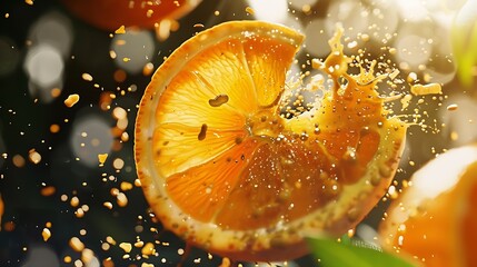 Poster - fresh orange 1 fruit is rich in benefits for the body contains vitamin C : Generative AI