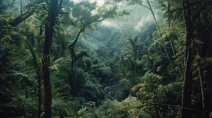 Poster - The wilderness of the jungle which appears as the result of unchecked and untamed growth. Generative AI.