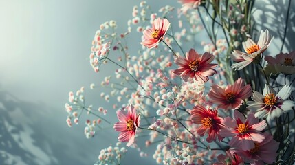 Wall Mural - Bouquet of beautiful flowers on white background : Generative AI