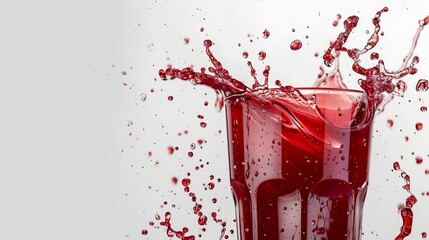 Poster - Glass of red juice splash isolated on white background : Generative AI