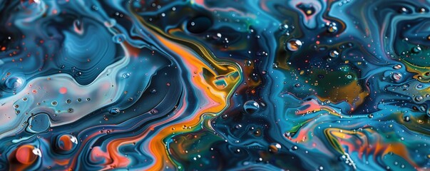 Wall Mural - Fluid paint pour with rich textures, 4K hyperrealistic photo