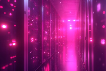 Wall Mural - Abstract Pink Server Room.