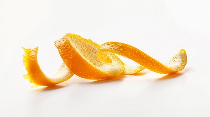 Poster - Peel of fresh orange fruit isolated on a white background Slice of citrus zest : Generative AI