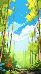 Wall Mural - Tranquil Bamboo Forest Path: A Serene Nature Escape