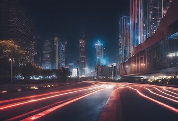 Wall Mural - racetrack city colorful road shine race track skyscraper transportation sport line speed circuit expressway highway blur background building skyline street window