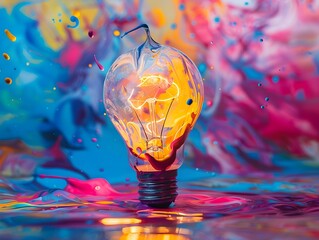 Poster - Captivating Blend of Creativity and Ideas Illuminated in a Light Bulb Splash