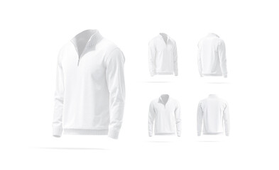 Wall Mural - Blank white quarter zip sweater mockup, different views