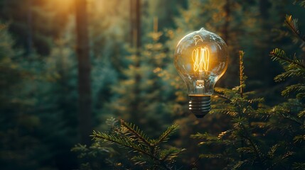 Poster - Illuminating Nature s Lightbulb in the Lush Forest Symbolizes Organic Innovation