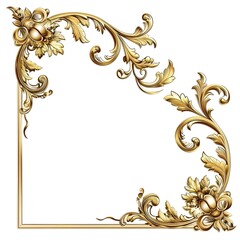 Set of Decorative vintage frames and borders set,Gold photo frame with corner Thailand line flora