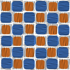 Aufkleber - Red and blue checkerboard with lines. Vector checkerboard and seamless pattern of alternating checkerboard tiles.