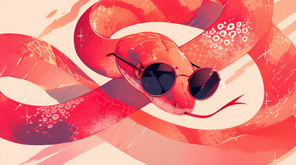 A red chinese new year snake. 2025 year of the snake