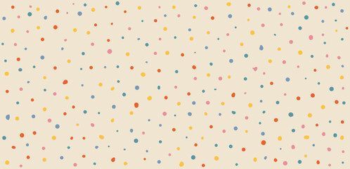 Canvas Print - Abstract dots hand drawn Y2K naive seamless pattern. Vector organic colorful doodle circle dotted background in 70s groovy style