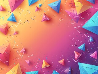 Poster - Bold Geometric Frame with Vibrant Triangles and Polygons for Modern Design Concepts