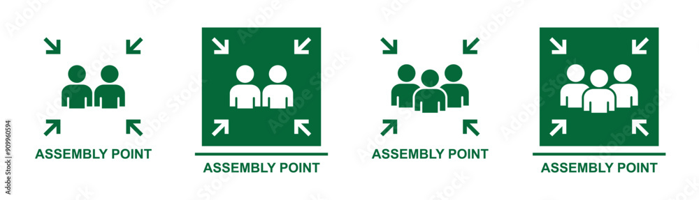 Exit Assembly Point Icon Assembly point icon. Emergency evacuation assembly icon, vector ...