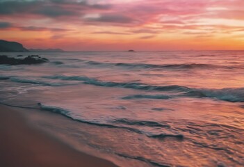 Wall Mural - aerial landscape sky nature sunset Colorful view sea beach Background Abstract Water Summer Travel Gold Light Sun Cloud Beauty Wave Blue Orange Color Wallpaper O