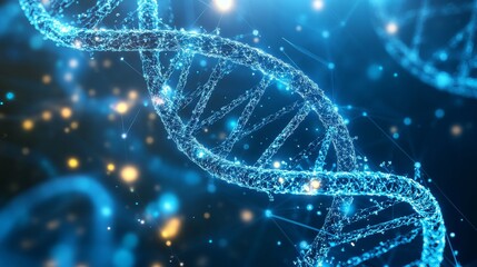 Wall Mural - investigate dna gene biotechnology biology, futuristic chromosome molecules, and dna structure conce