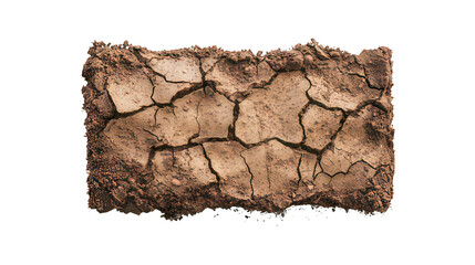 Poster - long cracked soil rectangle button isolated on white created with generative ai