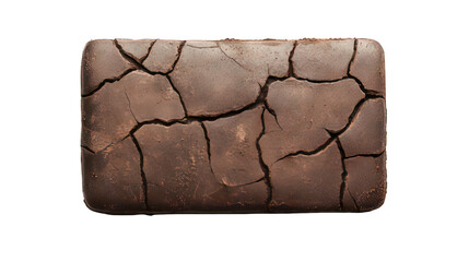 Poster - long cracked soil rectangle button isolated on white created with generative ai