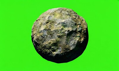 Wall Mural - Asteroid spinning effect animation on green screen background
