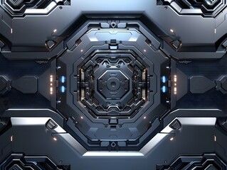 Poster - Sleek Metallic Futuristic Frame with Shiny Finish for Tech Projects