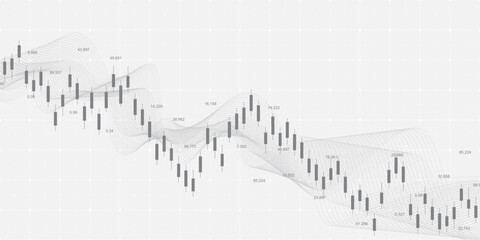 Poster - Financial data graph chart background. Business background with candlesticks chart for reports and investment. Financial market trade concept. Vector illustration