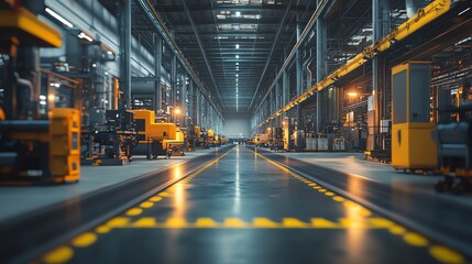 Poster - Industrial Factory Interior with Yellow Machinery.