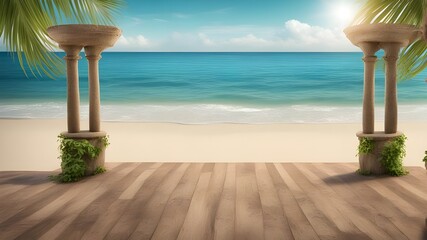 Wall Mural - Podium beach sea tropical