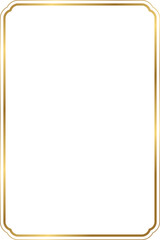 Rectangle gold frame border with 2x3 aspect ratio for invitation, card, cut out ,isolated on transparent background.