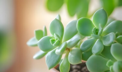 close up of succulent jade plant flower, Generative AI