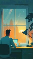 Poster - Conceptual representation of a morning work routine.