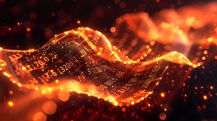 Poster - Abstract Digital Wave with Glowing Numbers and Bokeh Lights