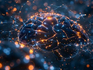 Poster - Glowing Digital Brain with Neural Connections Representing Advanced Algorithms