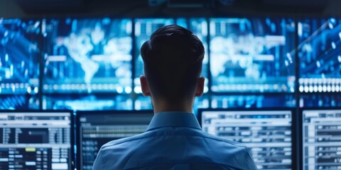 Poster - Digital security technician seen from the back.
