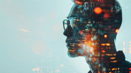 Poster - Double exposure image illustrating digital defense.