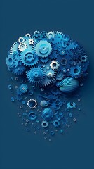 Poster - Abstract of Brain with Gears and Cogs Representing Cognitive Processes and Problem Solving